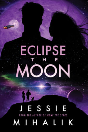 Eclipse the Moon cover, featuring a man and woman in silhouette in front of a purple background with an alien planet.