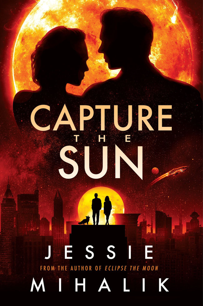 Capture the Sun Cover, featuring a man and woman in silhouette against a fiery orange sun with a futuristic city in the background.